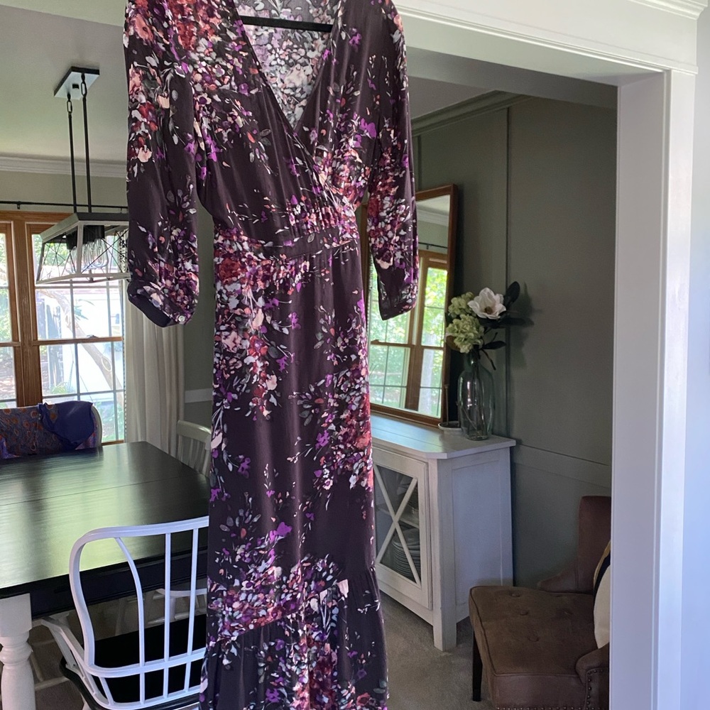 Black and floral wrap dress